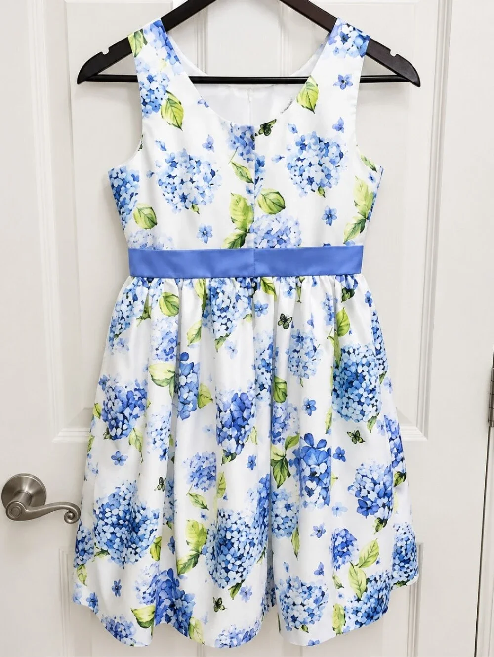 Gymboree Blue Floral Print Taffeta Girls Dress Sz 10